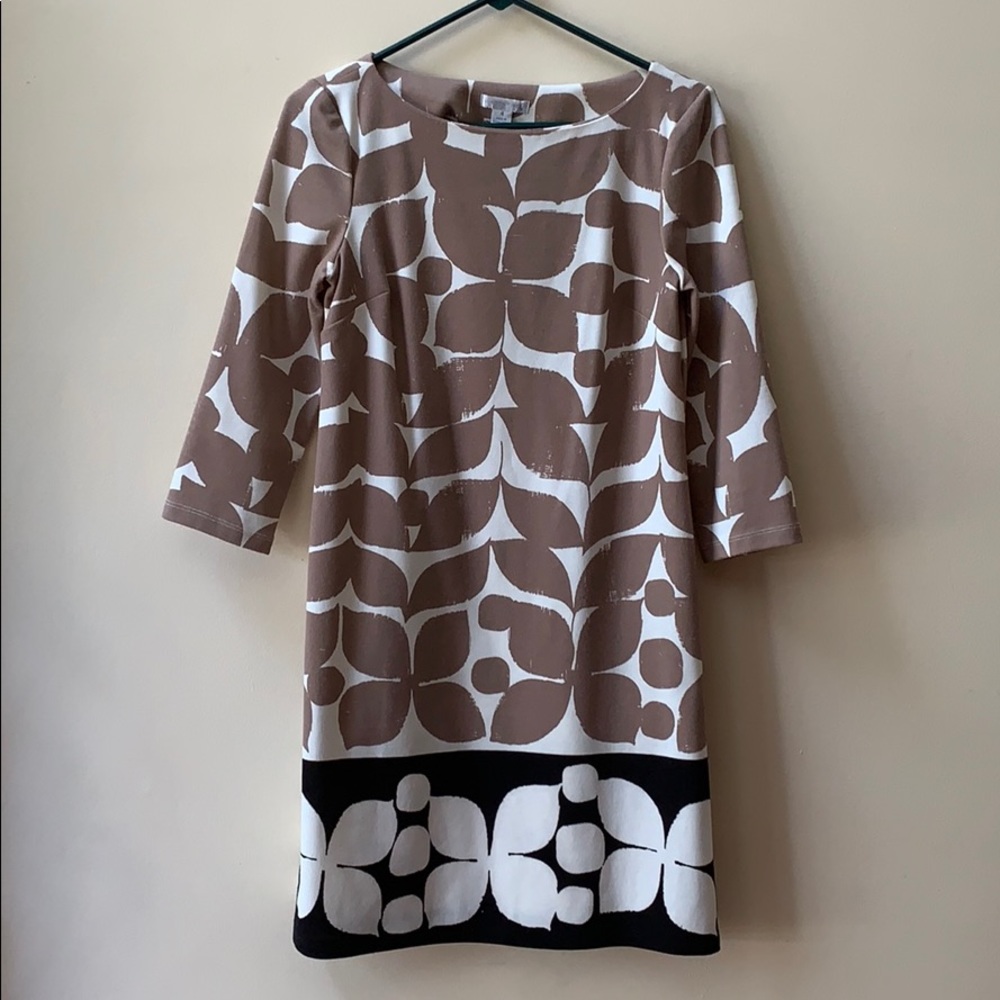 London Times 3/4 Sleeve Black and Brown Dress